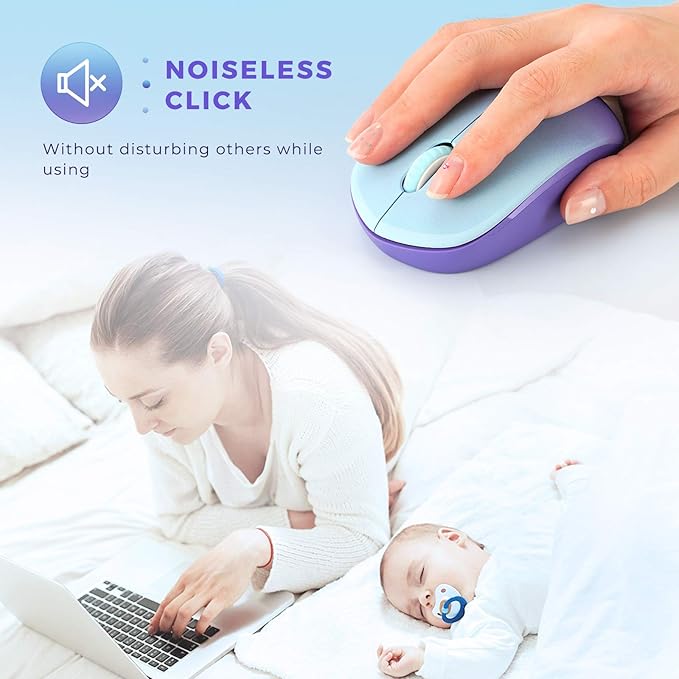 seenda Wireless Mouse, 2.4G Noiseless Mouse with USB Receiver Portable Computer Mice for PC, Tablet, Laptop, Notebook Chromebook - Gradient Purple