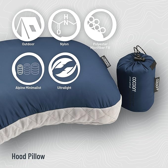 COCOON- Premium - Ultralight Inflatable AirCore Shaped Pillow - Washable Travel Air Pillows for Camping, Hiking, Backpacking (Regular 11" x 15")