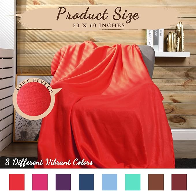 Kinlop Fleece Blanket Bulk 60 x 50 Inch Soft Lightweight Fleece Cozy Blanket Warm Throw Plush Pet Throw for Bed Couch Sofa Home Office Wedding Gifts Travel Camping(Elegant Color,40 Packs)