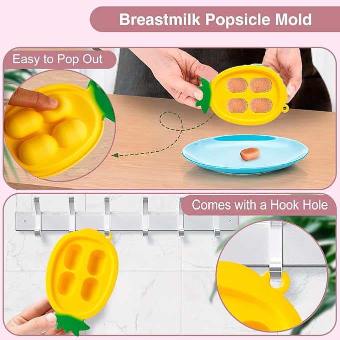 Baby Fruit Feeder with Mini Freezer Tray, Baby Teethers, Breastmilk Popsicle Molds for Baby Teething Relief, Silicone Fresh Food Feeder for Safe Infant Self Feeding (Pig Pink)