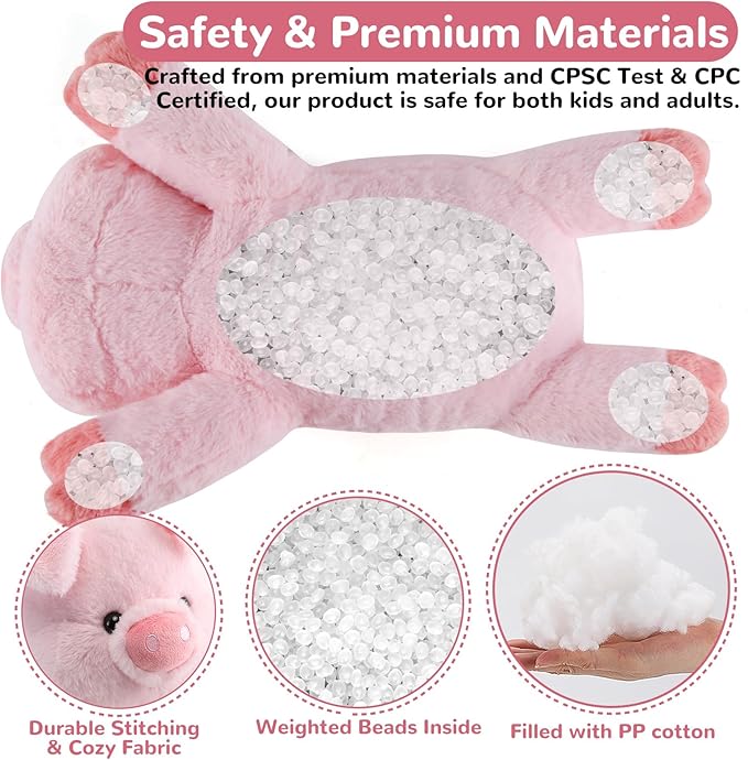 Pig Weighted Stuffed Animals - 12 Inch 1.0 Pounds Weighted Plushies Pig - Small Plush Stuffed Animals Pillow - Cute Plush Toys Gifts for Kids & Adults