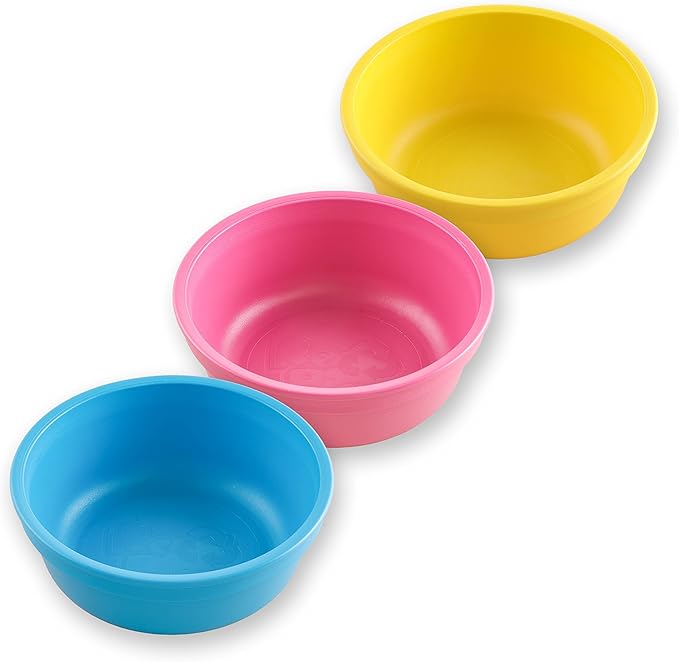 Re-Play Made in USA 12 Oz. Reusable Plastic Bowls, Pack of 3 Without Lid - Dishwasher and Microwave Safe Bowls for Snacks and Everyday Dining - Toddler Bowl Set 5.75" x 5.75" x 2", Easter