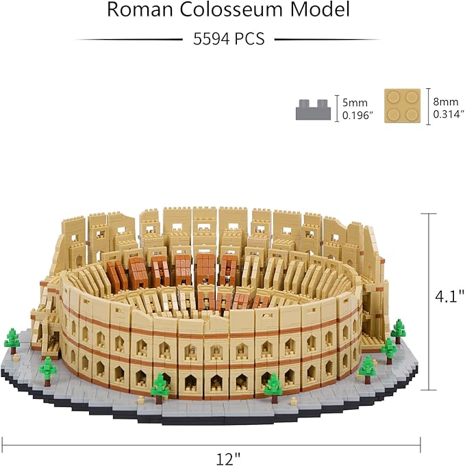 Building Blocks Set Roman Colosseum Model Micro Building Blocks 5594 PCS Famous Architecture Model Mini Building Kit, Gift for Kids and Adults