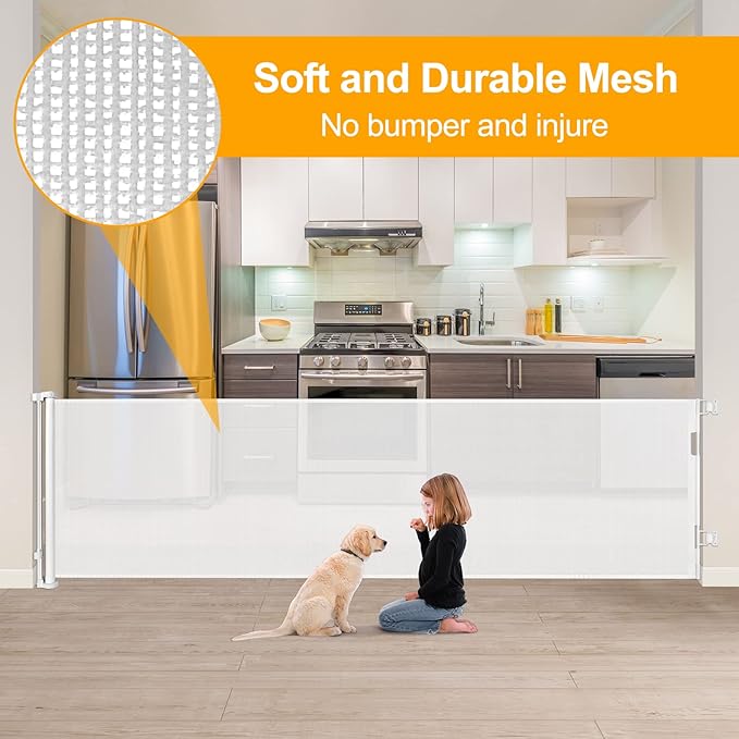 180 Inch Extra Wide Retractable Baby Gates Extra Wide Dog Gates for The House Extra Wide Pet Gates for Dogs Extra Wide Baby Gates Extra Long Baby Gates for Large Openings Extra Large Pet Gate