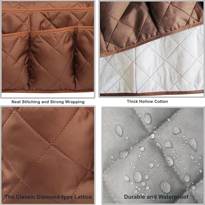 Armchair Caddy for Recliner Organizer Brown Coffee Sofa Armrest Organizer with 14 Pockets for Armchair Remote Control Holder Phones Ipads Keys Books Glasses Storage