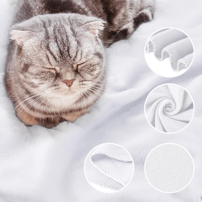 Buryeah 10 Pcs Fleece Blanket Bulk Soft Warm Fleece Blankets Cozy Lightweight Throw Blankets Plush Pet Throw Blanket for Home Bed Sofa Office Wedding Gifts Travel(50" X 60",White)