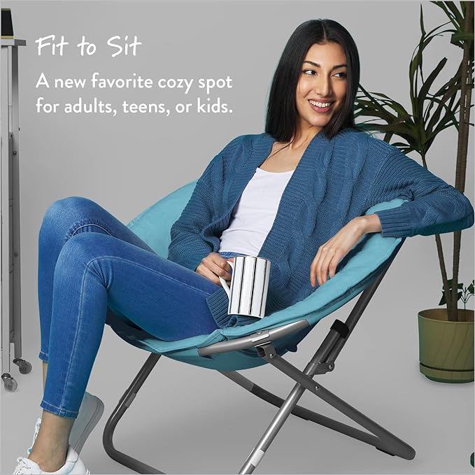 Urban Lifestyle Faux Fur Saucer Chair, Light Blue