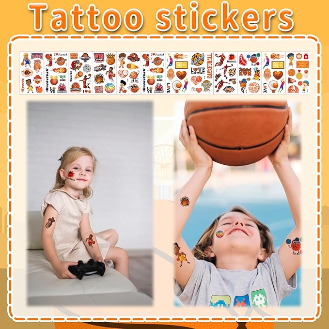 Basketball Party Favors, 172 pcs Birthday Party Supplies contains Cups, Straws, Whistles, Bracelets, Keychains, Stickers, Soft Balls, Tatoo Stickers, Thank You Tags for Sport Themed Birthday Decors