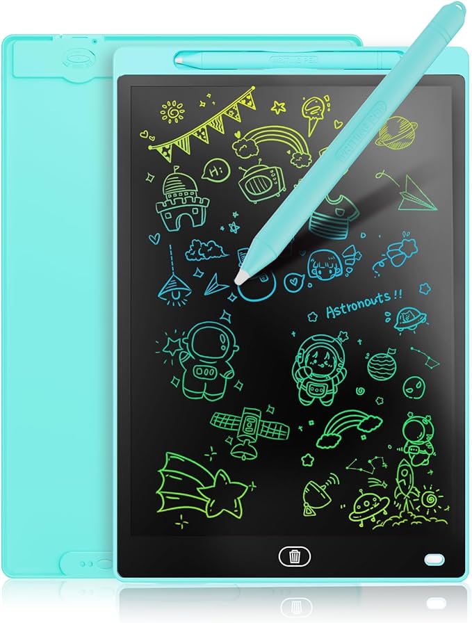 LCD Writing Board 16 Inches, Colourful Electronic Tablet, Portable Erasable Drawing Board, Graphic Tablet for Children's Games 3 4 5 6 7 Year Old Kid Boys Girls (Blue)