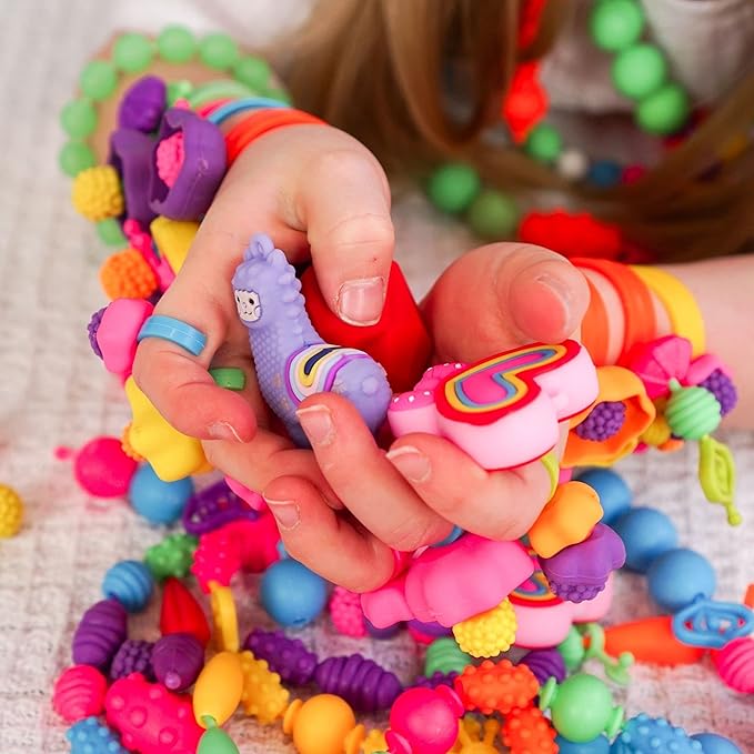 Axel Adventures Pop Beads Jewelery Making Kits for Girls, Colorful Jewelry Crafts Toy for Kids Age 4-8, Necklace, Ring, Bracelet Making Kit for Little Girls, Girls Gift, Educational Girls Gift