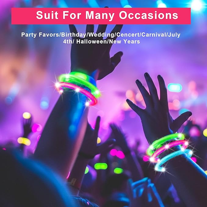 36Pcs Glow Bracelets,Led Bracelets,Glow in The Dark Bracelets,Light up Bracelets,Neon Bracelets,Neon Party Favors Carnival Birthday Concert Party Game Gifts Suitable for children/adults