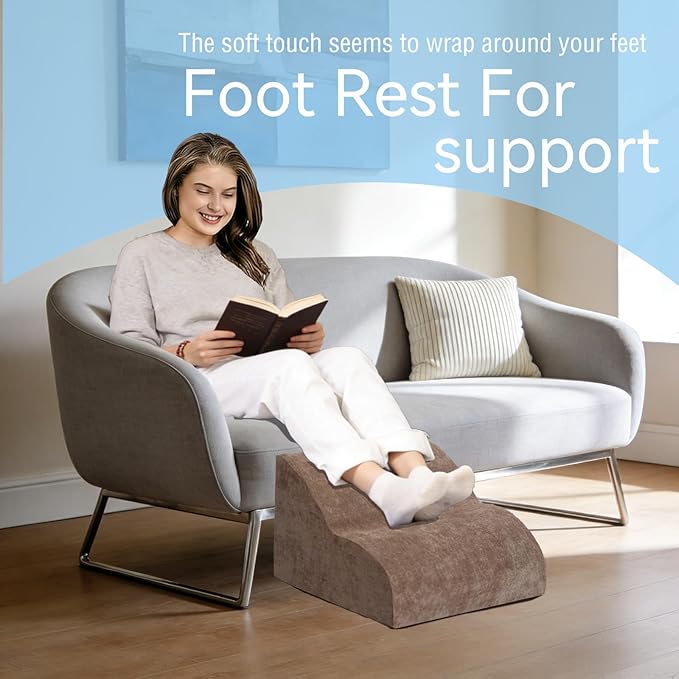 Foot Rest for Under Desk at Work.Multifunctional 3-Tier Foot Stool,with Washable Footrest.for Under Desk,Office Chair Gaming Chair & Sofa,Leg Elevation Pillow,Supports Posture-Brown