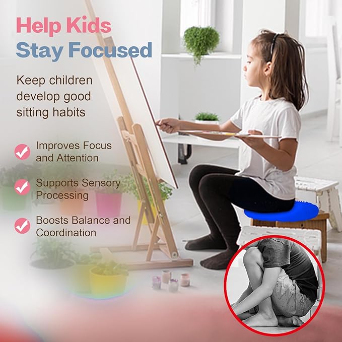 Wobble Cushion, Extra Thick Wiggle Seat for Sensory Kids, Non-slip Balance Disc with Inflation Pump for Adults Core Strength, Posture Improvement & Physical Therapy (13.5in/34cm)