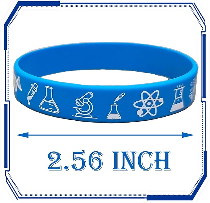 24 Science Rubber Bracelets Silicones Wristbands Future Mad Scientist Natural Science Arts Birthday Baby Party Favors Decorations