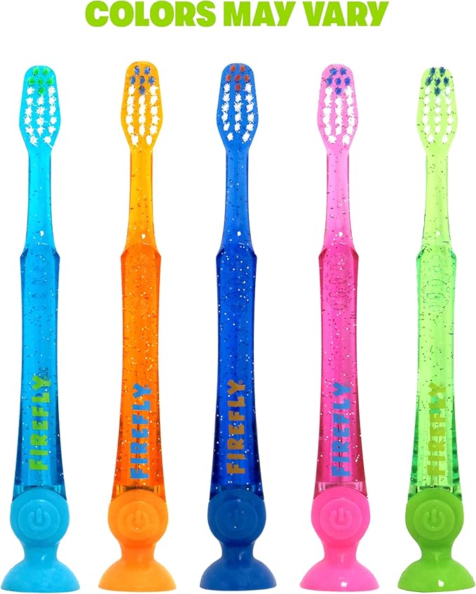 FIREFLY Light-Up Timer Kids Toothbrush with Suction Cup, Soft - 2 Count (Pack of 2), Assorted