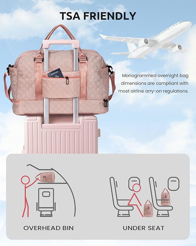 Retirement Gift for Woman-Duffle Bag with Shoe Compartment, Kids Weekender Bags, Overnight Bag with Makeup Pouch, Gifts for 10 11 12 13 14 15 16 Year Old Kid-Birthday Gifts for Her (Letter K)