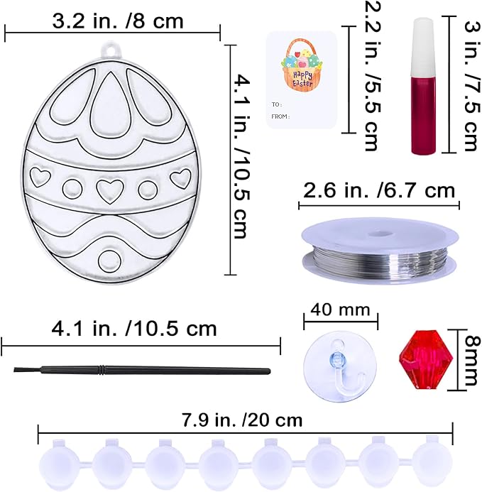 24 Sets Easter Egg Suncatcher Ornaments Decoration DIY Window Paint Art Stickers Craft Kit 8 Designs Easter Egg Suncatchers for Kids Classroom Easter Spring Activity Art Projects Basket Party Favors