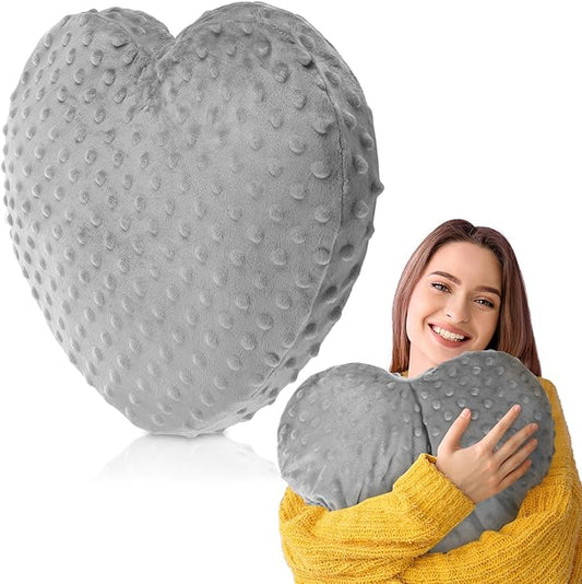 9 lb Sensory Weighted Pillow with Glass Bead Filled Heavy Soft Versatile Hug Body Pillow W/stress Relief for Adults Comfort Relaxation Sleep Valentine's Thoughtful Gift Hear(Gray)