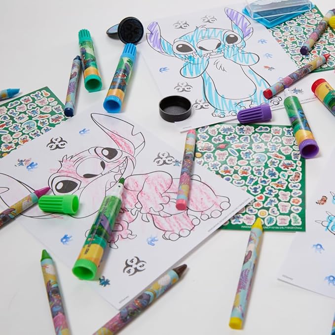 Innovative Designs Disney Lilo and Stitch Deluxe Activity Set with Carrying Tin, Coloring Sheets, Tattoos, Stickers, & Art Supplies