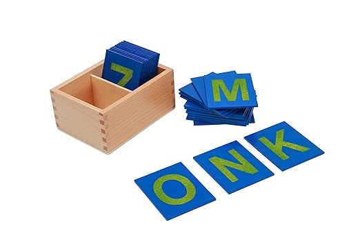 Adena Montessori Lower and Capital Case Sandpaper Letters,Early Child Development Learning Material,ABC Alphabet Preschool Toy Baby English Letters Language Teaching,Montessori Flash Cards for Kids