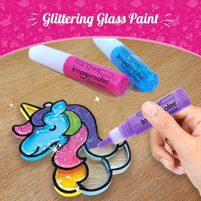 Imagimake Window Art Princess & Unicorn | Suncatcher Kit | Unicorn Toys for Girls Age 5-8 | Craft Kits for Girls Ages 8-12 | Gifts for 5 Year Old Girls