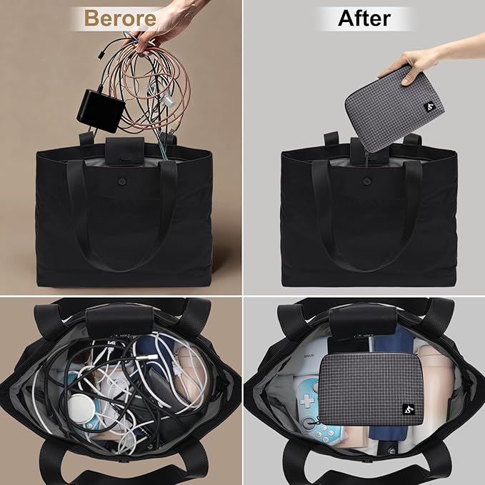 SIMTOP Cord Organizer Travel Small Tech Bag Pouch Case for Cords, Charger, Hard Drive, Power Bank – Water-Resistant Electronics Organizer, Small Portable Gadget Case for Travel