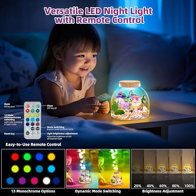 Fairy Light Up Terrarium Kit for Kids - Create a Whimsical Fairy Garden | Fairy Toys for Girls, Science Kits, Arts and Crafts for Kids, Girls Toys Ages 4+, Kids Gifts