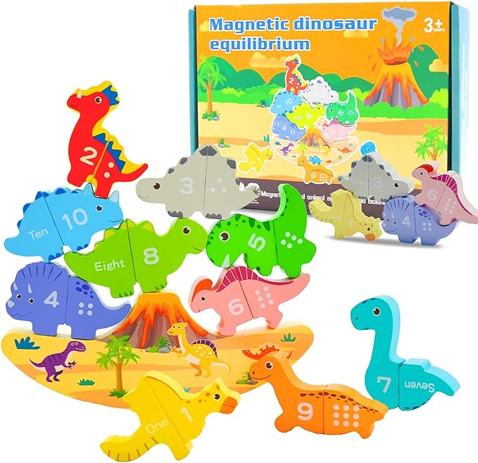 SidMing Montessori Toys - Magnetic Stacking Toys for Toddler 3+ - for Boys and Girls Wooden Animal Blocks Sorting Toys and Stacking Educational Toddler Puzzle Toys.
