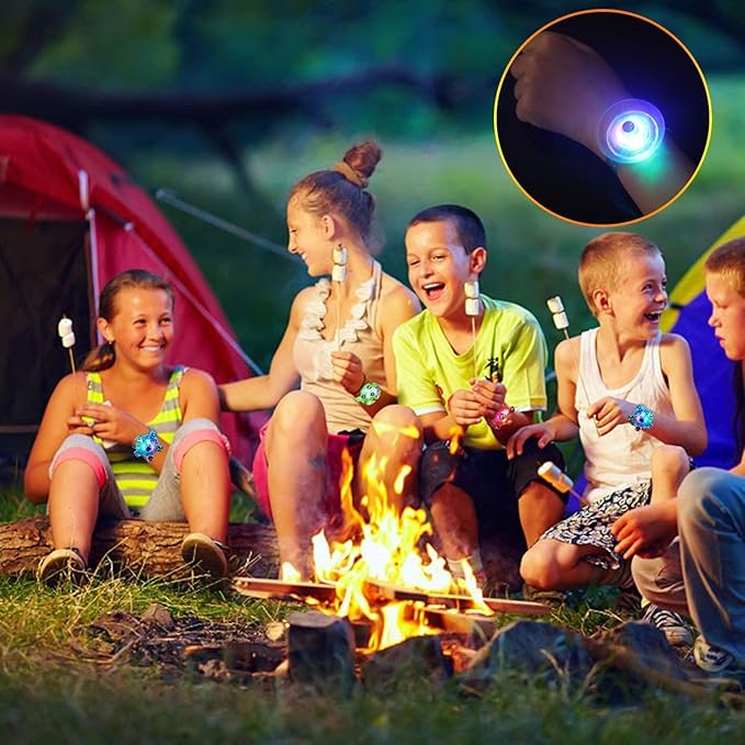 12pack LED Light Up Fidget Spinner Bracelets, Glow in The Dark Party Favors for Kids 4-8 8-12, Treasure Box Toys for Classroom, Birthday Gifts, Pinata Goodie Bags Stuffers