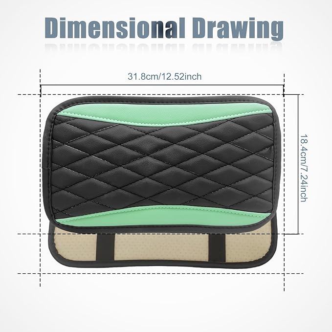 Car Center Console Cover, Universal Leather Waterproof Armrest Seat Box Cover Protector, Comfortable Car Decor Accessories Fit for Most Cars, Vehicles, SUVs-Light green