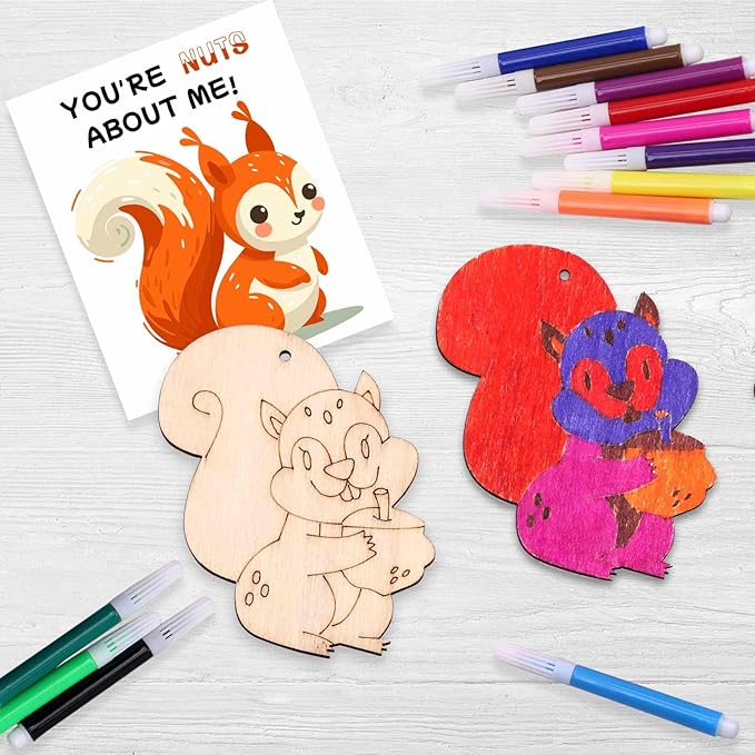24 Pcs Safari Party Favors, Animal Party Favors, Unfinished Wooden Painting Crafts for Kid, Sunday School Craft for Kid, Painting Craft Activities Kit, New Year's Gift, Valentine's Day, Easter Gift