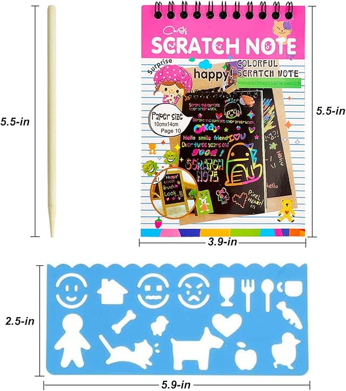 16 Pack Scratch Notebooks Art and Crafts for Kids Ages 4-8-12 Party Favors, Treasure Box Prizes for Kids Classroom Pinata Stuffers Goodie Bags Activities Drawing Girls Birthday Games
