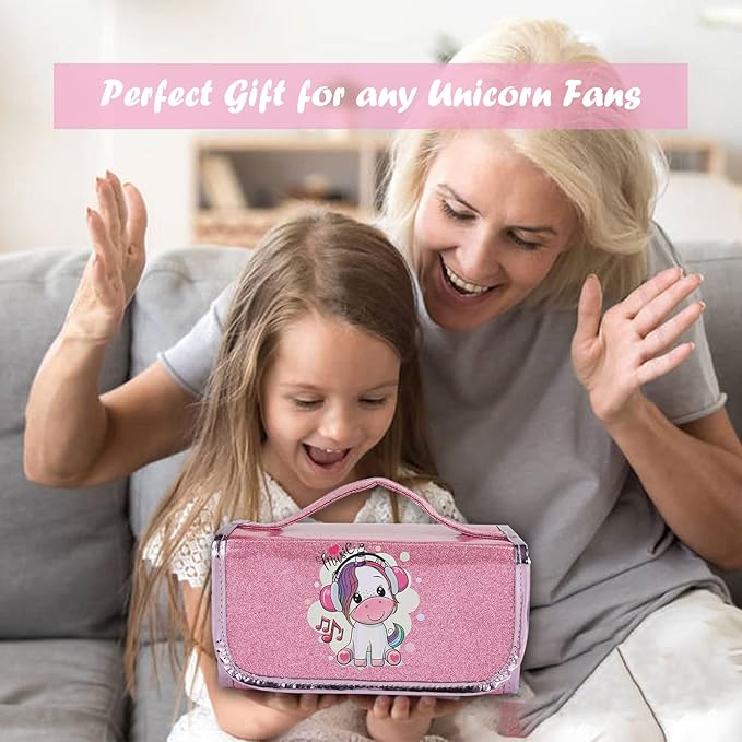 Fruit Scented Markers Set 56 Pcs with Unicorn Pencil Case, Gifts for Girls Ages 4-6-8, Supplies for Kids Art and Craft Coloring