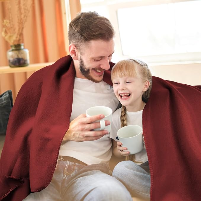 Special SG Glory Fleece Throw Blanket Set Bulk for Travel Kids Outdoor Wedding Pet (Burgundy, Pack of 6 50x60 Inches)