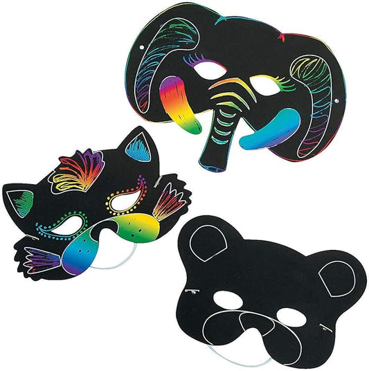 Fun Express Magic Scratch Paper Animal Masks - Scratch Art - Crafts for Kids and Fun Home Activities - VBS Vacation Bible School Supplies/Decor