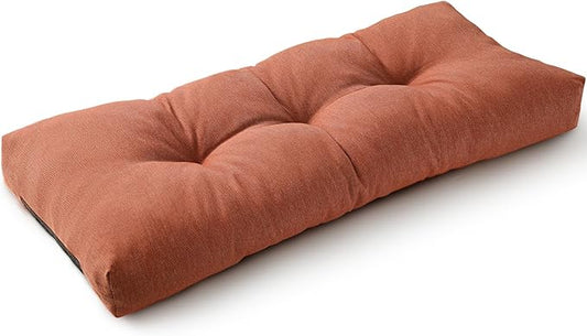 SUNROX LokGrip Non Slip Tufted Memory Foam Bench Cushion, FadeShield Water Resistant Durable Thicken Outdoor/Indoor Bench Seat Pads 36x14x4 inch, Terracotta