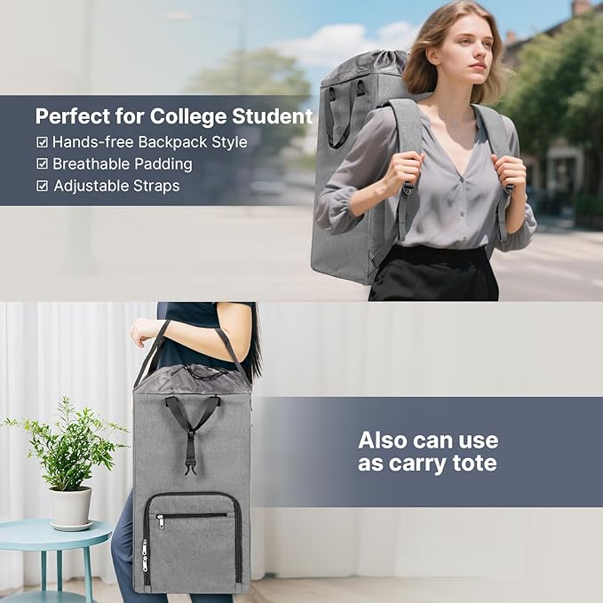 Bukere Laundry Backpack for College Students Dorm Essentials, Extra Large 90L Hanging Bag with Adjustable Shoulder Straps, Portable Laundry Tote for Apartment, Laundromat, Travel