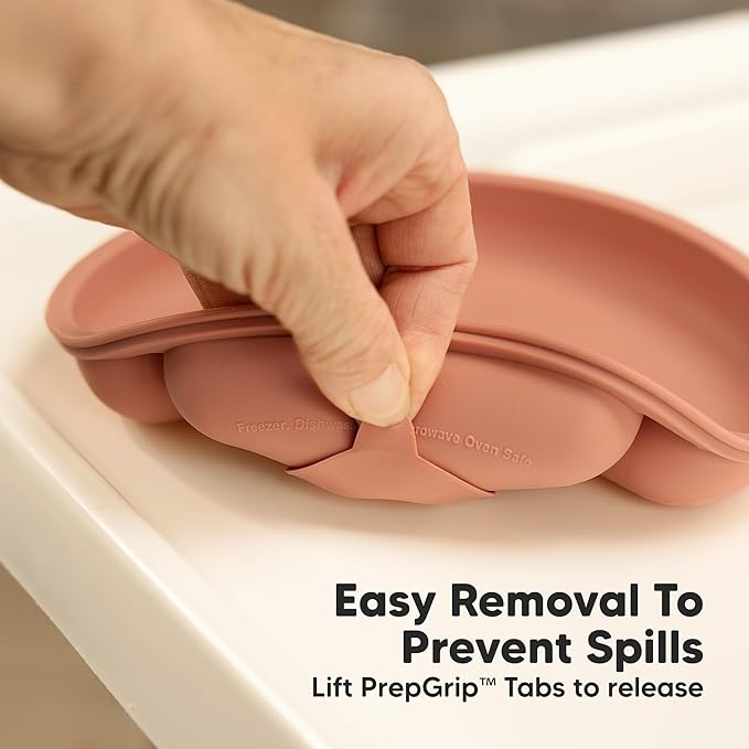 KeaBabies Suction Plates for Baby, Toddler - 3-Pack 100% Silicone Toddler Plates, Divided Baby Plates with Suction, Silicone Plates for Baby, Kids, BPA-Free, Microwave, Dishwasher Safe (Roseate)