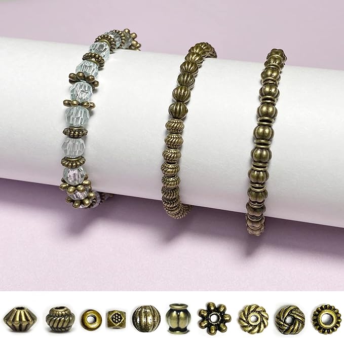 Antique Bronze Spacer Beads for Jewelry Making Small Brass Metal Beads & Bead Assortments for Bracelet Necklace Earring Making Brass Bead Spacers for Jewelry Making Brass Shapes for Crafts 500pcs