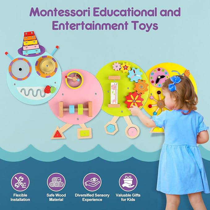 Activity Wall Busy Board: Montessori Sensory Wall Panles Caterpillar Learning Activity Panels - Wall Toys for Toddler Playroom Daycare