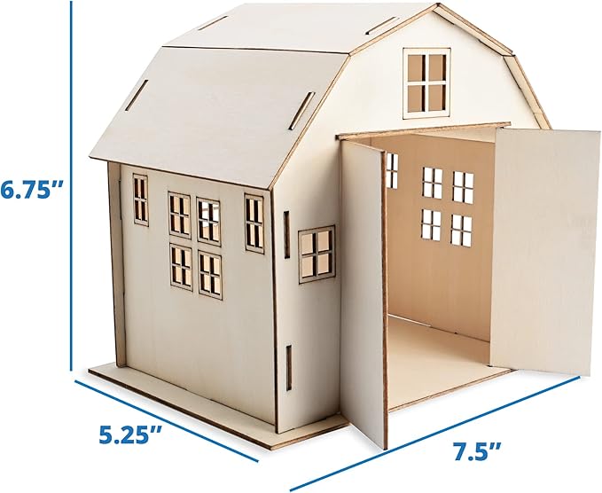 Breyer Horses Stablemates Paint Your Own Barn and Horse Set | 6 Paints Included | 1:32 Scale Horse | Barn 6.75" H x 5.25" W x 7.5" L Craft Set | Model #4245