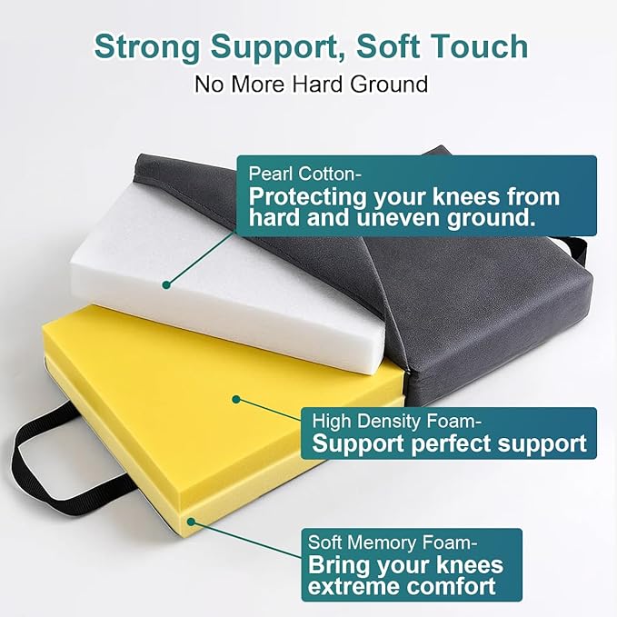 i frmmy Extra Thick Memory Foam Kneeling Cushion Pad- Garden Kneeler for Gardening, Bath Kneeler for Baby Bath, Knee Mat for Work, Extra Large 22x12 Inch, Thick 2.9 Inch (Dark Gray)