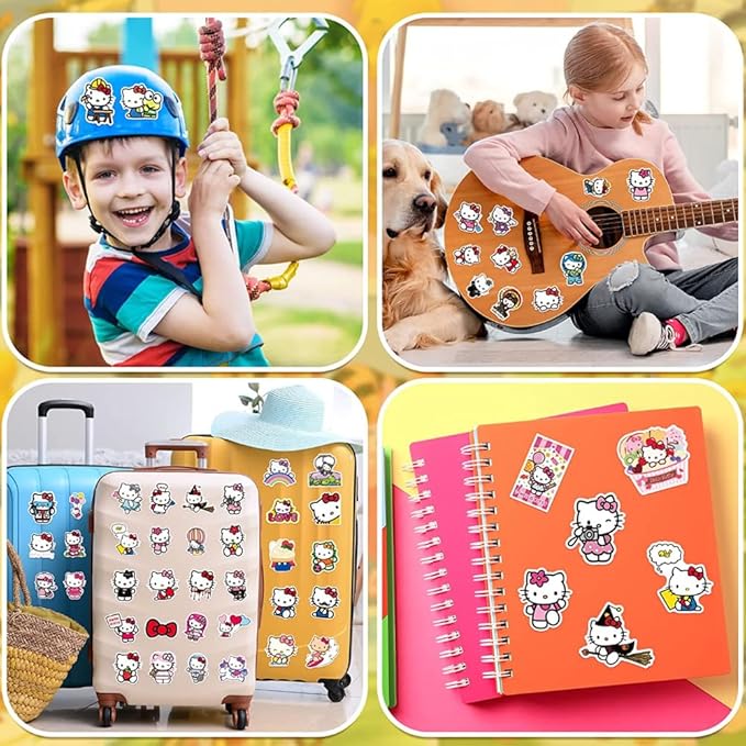 Kitty Party Supplies, Kitty Slap Bracelets, 86PCS Party Favors Contains 36 Slap Bracelets and 50 Stickers, Great Birthday Gift for Boys Girls, Kawaii Goodie Bag Stuffers