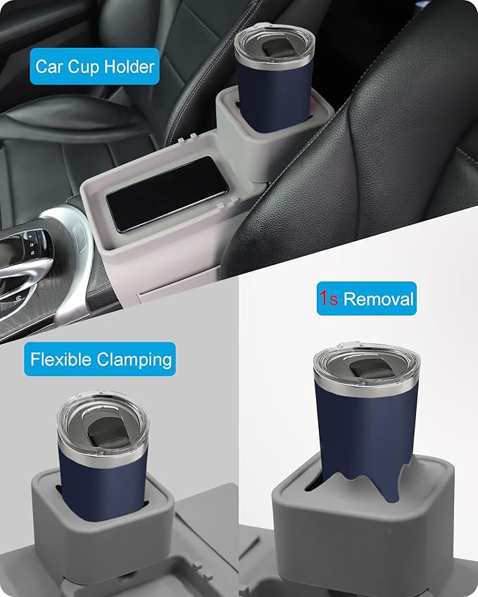 Silicone Couch Cup Holder, VIENFUT Anti-Spill and Anti-Slip Sofa Armrest Tray, Dirt-Resistant Silicone Couch Arm Tray for Remote, Snacks, Cellphone and iPad, Gift for Family, Friend (Gray)