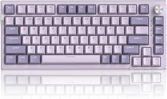 MageGee SKY81 75% Wireless Gasket Mechanical Gaming Keyboard, Hot Swappable RGB Custom Creamy Keyboard w/ 5-Layer Padding, BT/2.4G/USB-C, Knob Control, NKRO for Win/Mac (Dreamy Sky, Violet Switch)