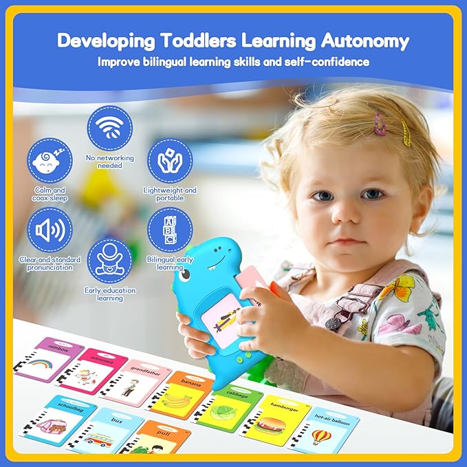 Toddler Toys for 2 3 4 5 6 Years Old Boys Girls, English & Chinese Talking Flash Cards 224 Sight Words, Learning Montessori Toys, Speech Therapy Toys, Autism Sensory Toys for Autistic Children
