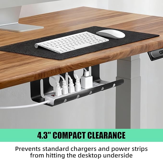 2 Pack Under Desk Cable Management Tray, 16.5" L x 4.7" W x 4.3" H, Wire Organizer for Power Strip, Tape Mount or Screw Mount, Easy Install Cord Raceway for Desk & Home