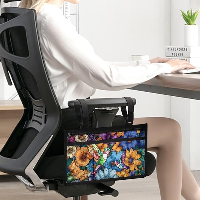 ZOUTAIRONG Sunflower Bird Wheelchair Side Bag Power Wheelchair Bag Walker Bag Walker Organizer Pouch Tote for Rollator and Folding Walker Wheelchair Bags to Hang on Side Wheelchair Accessories