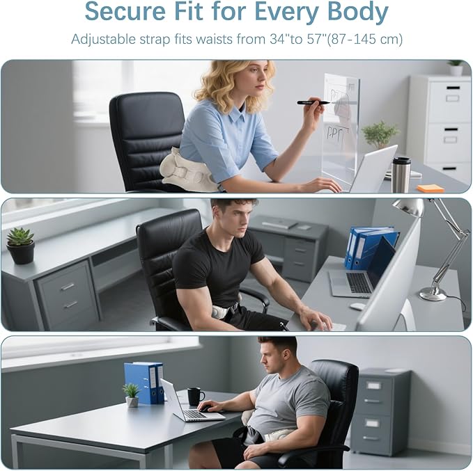 Inflatable Lumbar Pillow for Airplane Travel Lumbar Support Pillow for Office Chair/Car Seat Dual-Zone Adjustable Back Support for Reducing Lower Back Pain