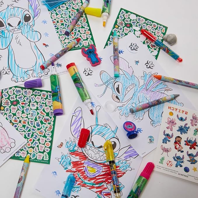 Innovative Designs Disney Lilo and Stitch Deluxe Activity Set with Carrying Tin, Coloring Sheets, Tattoos, Stickers, & Art Supplies